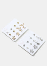 Load image into Gallery viewer, 6-Pair Crown &amp; Mermaid Earring Set
