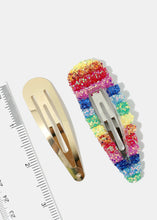 Load image into Gallery viewer, 2-Piece Glittery Rainbow Snap Clips
