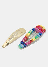 Load image into Gallery viewer, 2-Piece Glittery Rainbow Snap Clips
