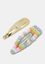 Load image into Gallery viewer, 2-Piece Glittery Rainbow Snap Clips
