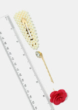 Load image into Gallery viewer, 3-Piece Pearl Hair Pins &amp; Flower Earrings
